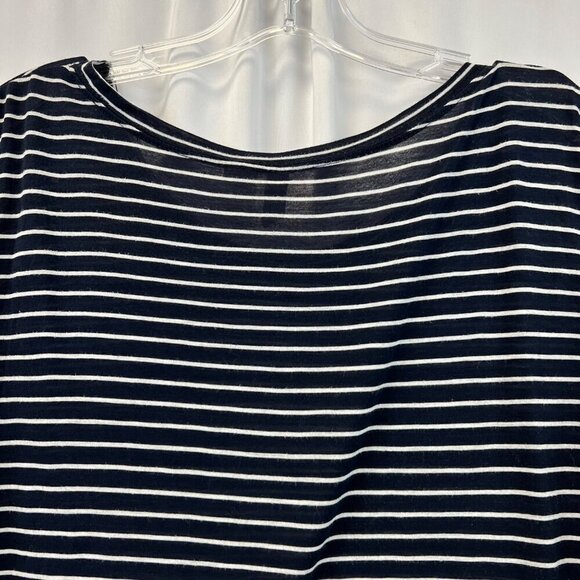 H&M Womens Short Sleeve Round Neck Navy/White Striped Shift Dress S - Picture 6 of 8